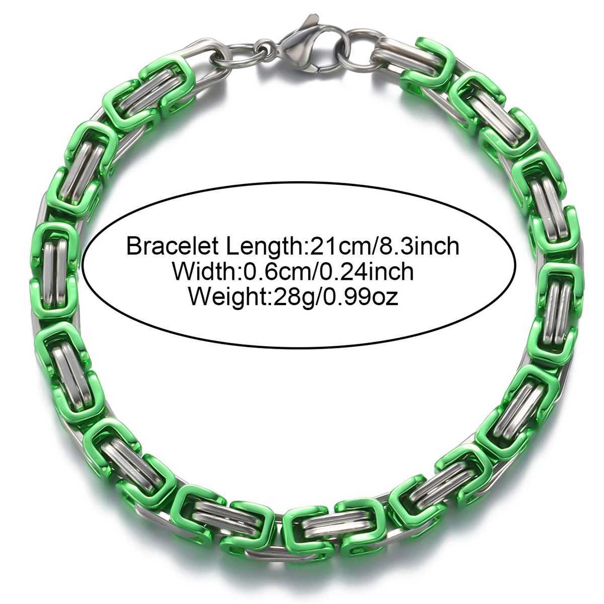 D Z Colorful Premium Stainless Steel Cuban Chain Bracelet For Men Design 6MM Hip Pop Byzantine Chain Bracelet Jewelry W250606