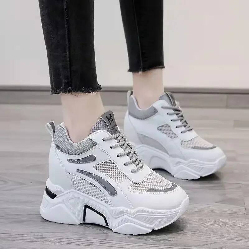 Ddmyoutdoor Women Fashion Height Increasing Casual Shoes Ladies Platform Mesh Wedges Sneakers Sport Gym Walking Running Vulcanize Outdoor Shoes