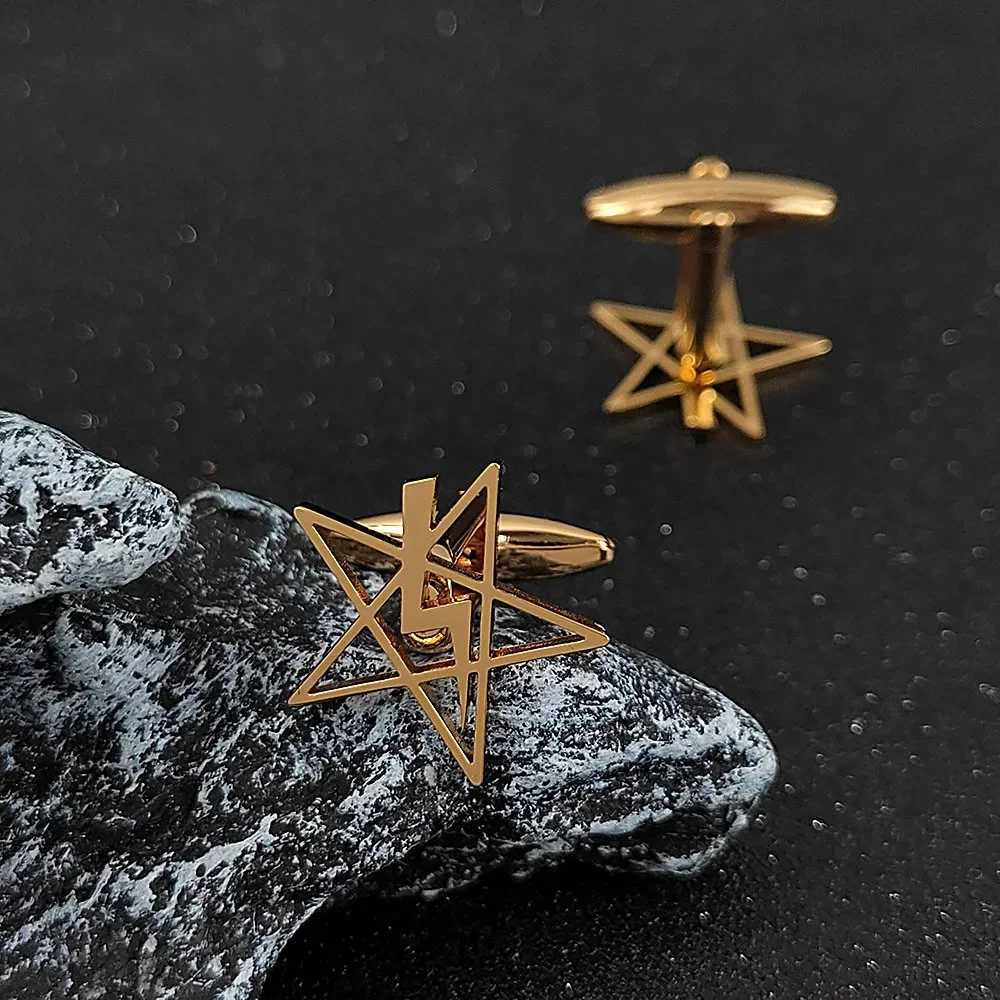 Classic Five Point Star Lightning Men Cufflinks Stainless Steel Clasp Women Clips Faith Amulet Jewelry Wedding Party Suit Gift W250606