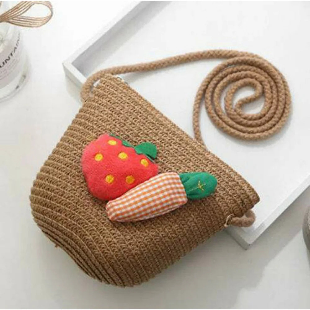 Childrens Weave Shoulder Cross Bags Fashion Straw Bag For Girls Made From Natural Materials 250605