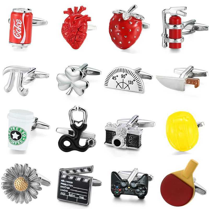 High quality clover camera fire extinguisher cufflinks French shirt brass can coffee cup design wedding mens cufflinks W250606