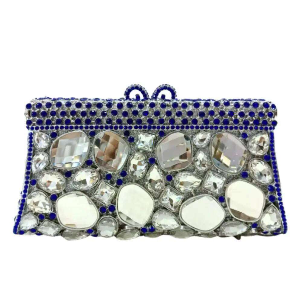 Green/Blue Crystal Clutch Purse Lady Sequin Metal Chain Messenger Bag Rhinestone Dinner Evening Bags Fashion Summer Handbags