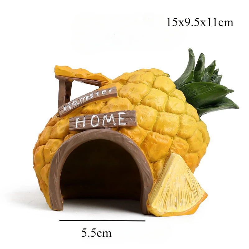 Mini Aquarium Decoration Fruit House Pineapple House Landscape Accessories Artificial Resin Crafts Fish Tank Fish Fry Decoration 250604