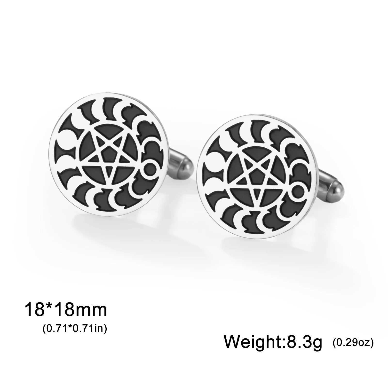 Lucktune 2pcs Pentagram Moon Phase Cufflinks Vintage Stainless Steel Cufflinks For Men Shirt Supernatural Amulet Jewelry Sale W250606