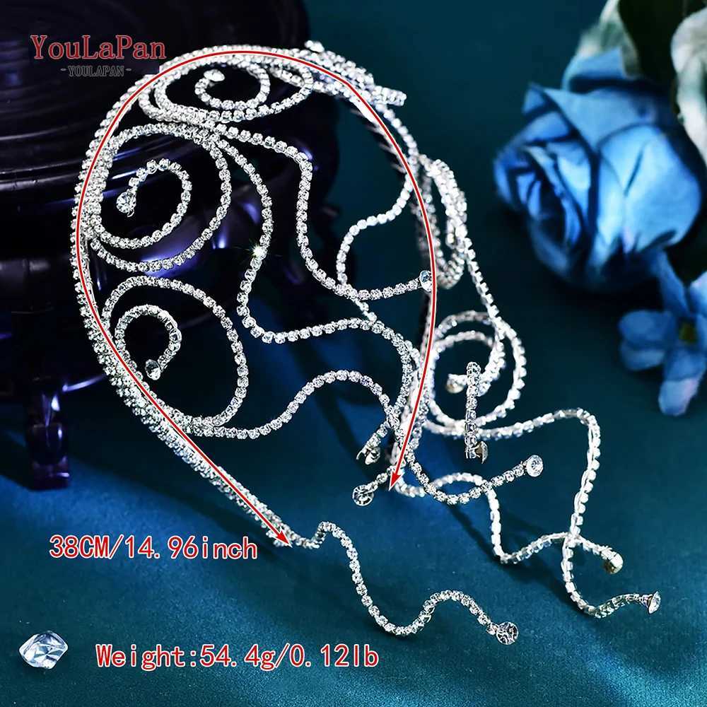 YouLaPan Rhinestone Chain Headband Bridal Wedding Hair Accessories Handmade Irregular Crystal Hair Hoops Bridesmaid Gifts HP620 Z250605