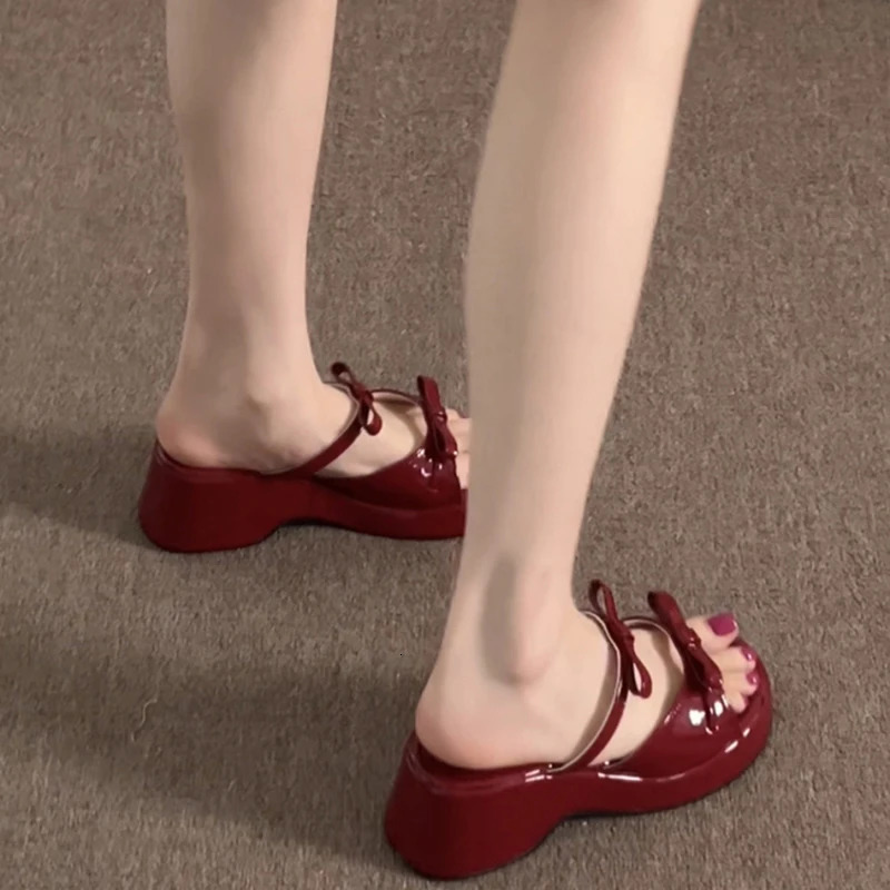 Summer Concise Open Toe Women Slippers Fashion Platform Wedges Heel Shoes Beach Dress Female Slides 250605