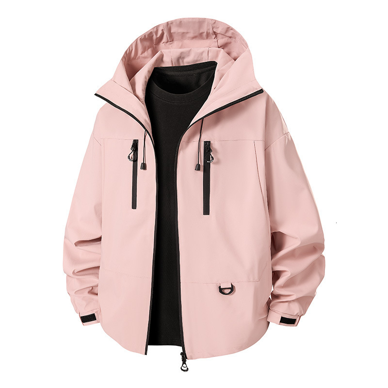 Ddmyoutdoor Spring And Autumn Waterproof Solid Color Unisex Versatile Casual Hooded Hard Shell Outdoor Loose Trendy Jacket Jogging Suit