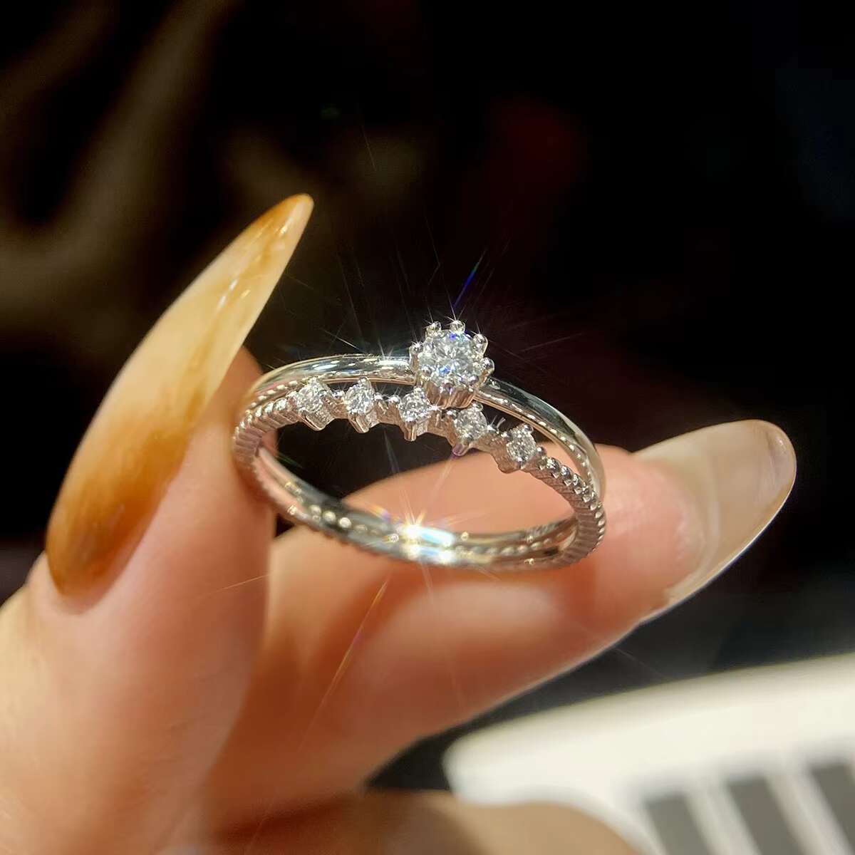 Trendy Jewelry Diamond Moissanite Set Halo Rings 925 Sterling Silver for Women Wedding