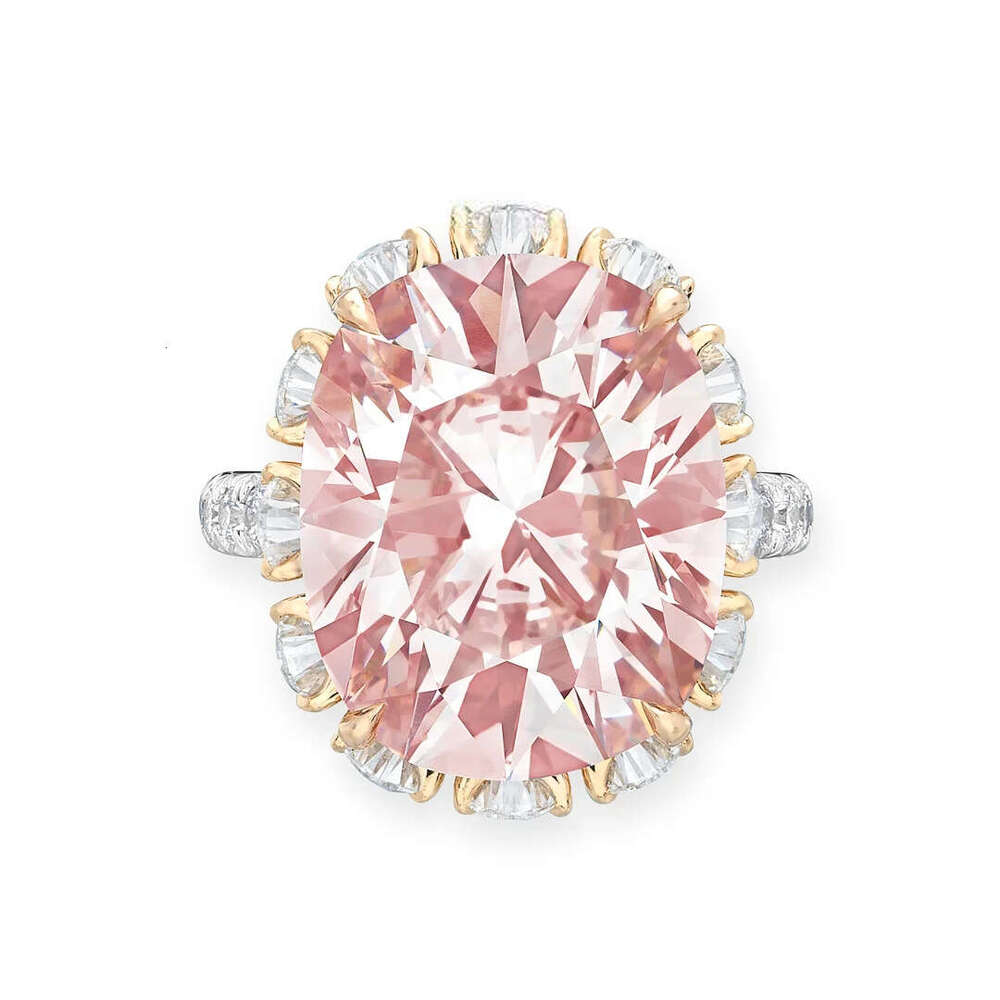 Christie Auctions 1 Billion Same Style Artificial Pink Ice Flower Cut Cushion Shape Goose Yellow Pigeon Egg High Carbon Diamond for Women