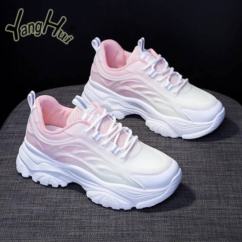 Ddmyoutdoor Mixed Colors Breathable Platform Sneakers New Casual All Match Mesh Lightweight Sprots Running Shoes Fashion Spring Autumn Outdoor Shoes