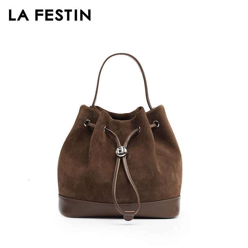 LA FESTIN Original New Women Suede Leather Handbag Winter Bags Fashion Shoulder Bucket Crossbody Bag