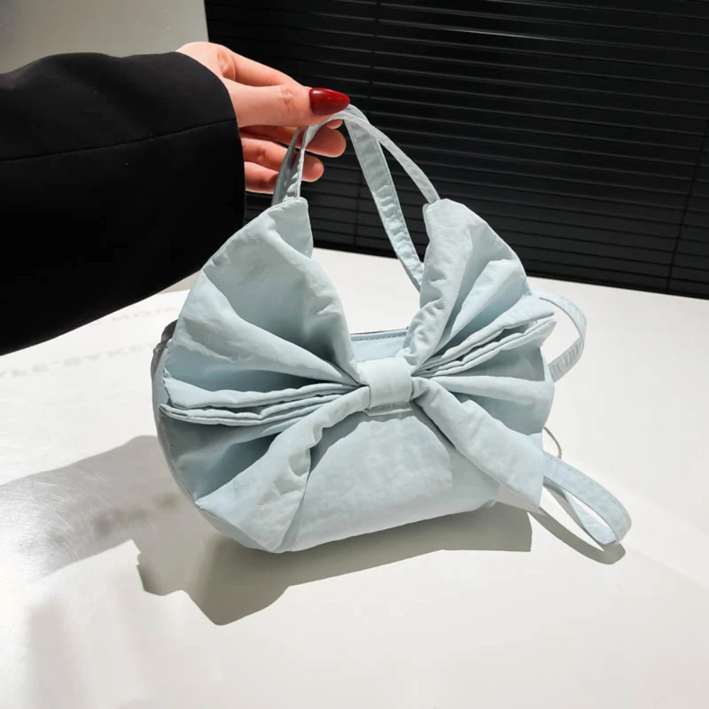 Summer Bow Handbags for Ladies Women Simple Solid Color Buckle Crossbody Bag Party Holiday Commute Shoulder Bags 250605