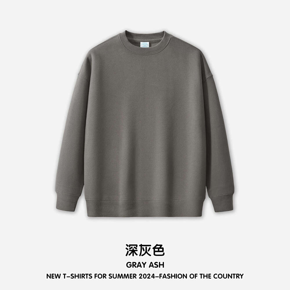 Men's Clothing|One-piece Fleece Crewneck Loose Pullover Ins Style Solid Color Sweatshirt Men