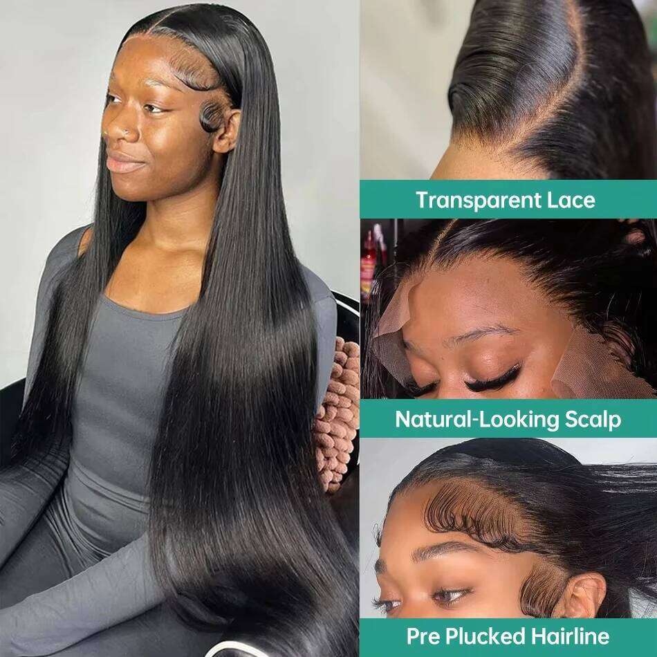 13x6 HD 40 42Inch 250% Bone Straight 13x4 Front Human Hair Wigs 5x5 Glueless Ready To Wear Transparent Lace Frontal Wig