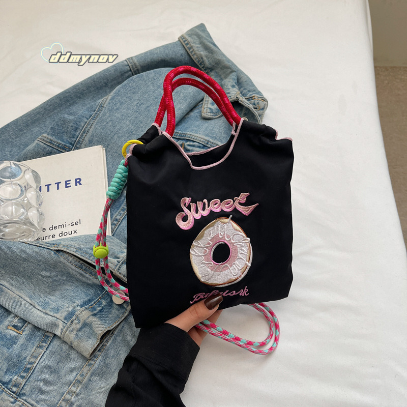 Women's Embroidered Bag, Trendy Nylon Handbag, Casual Shoulder Crossbody Bag ddmynov