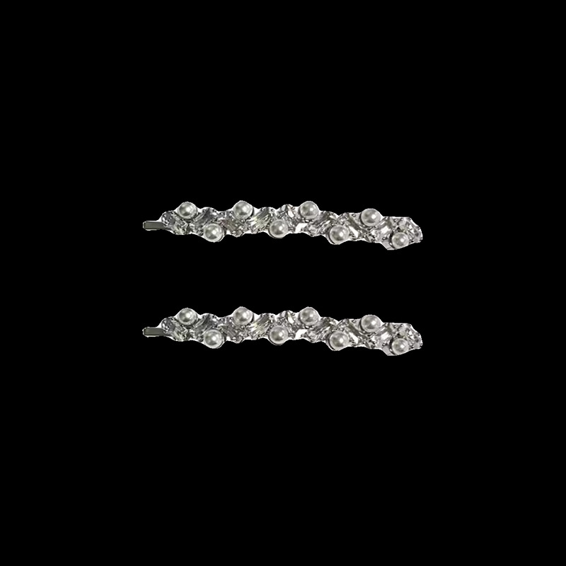 Ultra Shiny Zircon Pearl Wave Hair Clips Versatile Side Bang Duckbill Clips with Luxury Sophistication