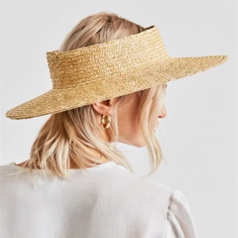 Summer Empty Top Round Sun Hats for Women Elegant Wide Large Brim Beach Straw Hat Casual Panama Caps Uv Protection Cap Sombrero 250603