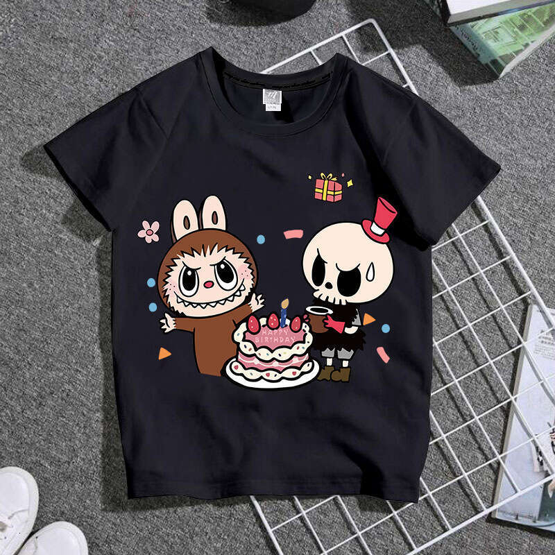 Summer Labubu Anime Merchandise Short Sleeve Unisex Two-Dimensional Trendy T-Shirt Casual Versatile Top labubus lisa