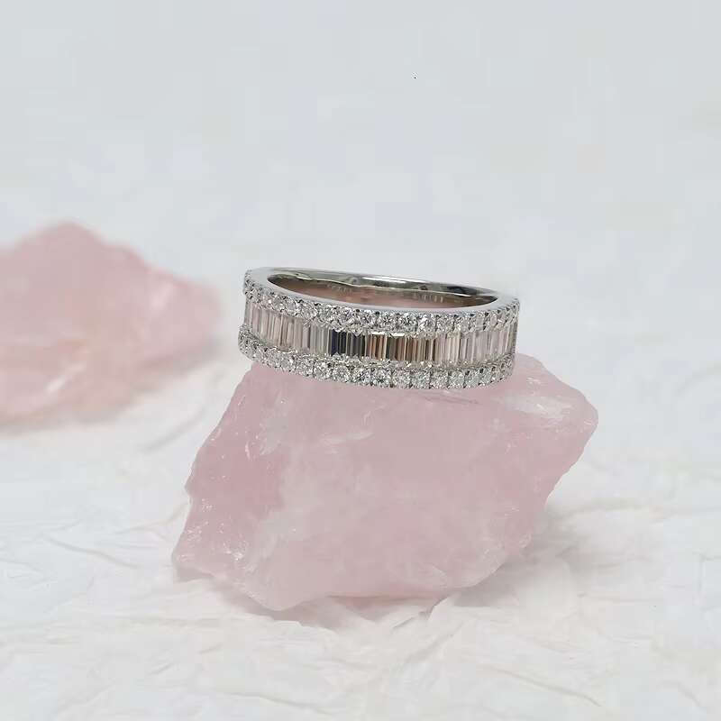 Paston Custom Jewelry 925 Sterling Silver Moissanite Diamond Baguette Moissanite Half Eternity Ring Luxury Design