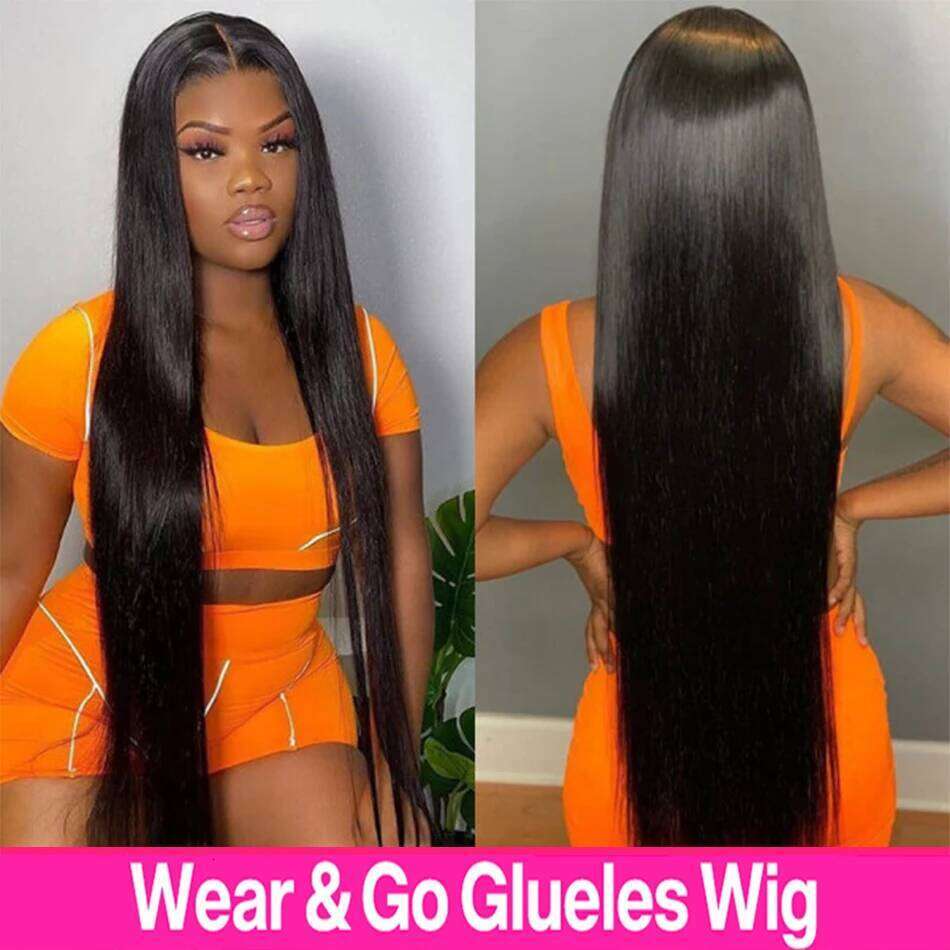 Glueless Ready To Wear 13X4 Pre Cut Bone Straight HD Transparent Lace Frontal Human Hair Wigs 4x4 Closure Wig