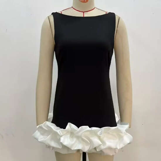 Mini Party Dress Women's Layered Short Skirt Slim Fit Decorated Pool Long Sleeve Style B5