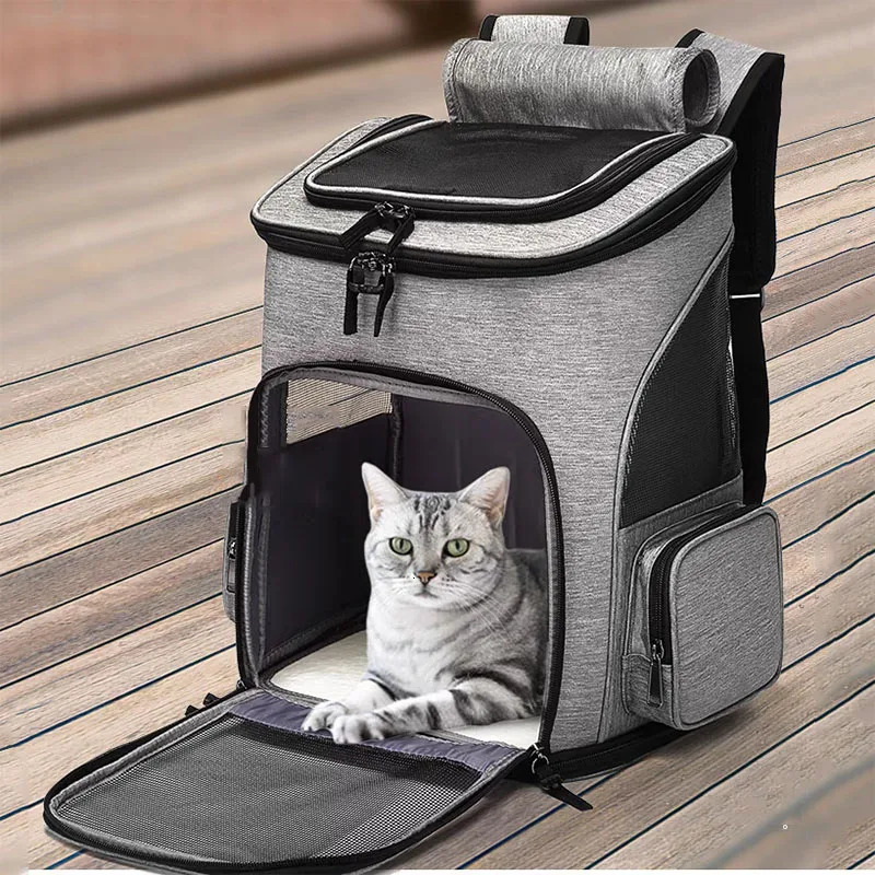 Breathable Pet Cat Backpack Foldable Pet Transport Travel Bag Expandable Large Capacity Creative for Cats Dogs 250603