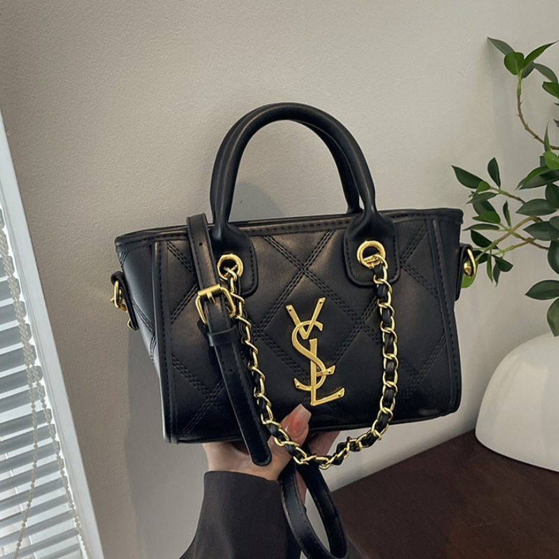 Designer bag free shipping 2025 new fashionable light luxury high-end texture diamond grid bucket bag single shoulder crossbody bag for women