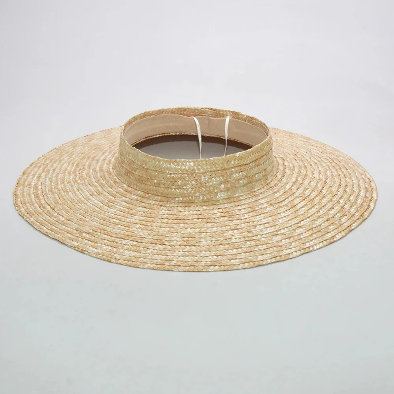Summer Empty Top Round Sun Hats for Women Elegant Wide Large Brim Beach Straw Hat Casual Panama Caps Uv Protection Cap Sombrero 250603