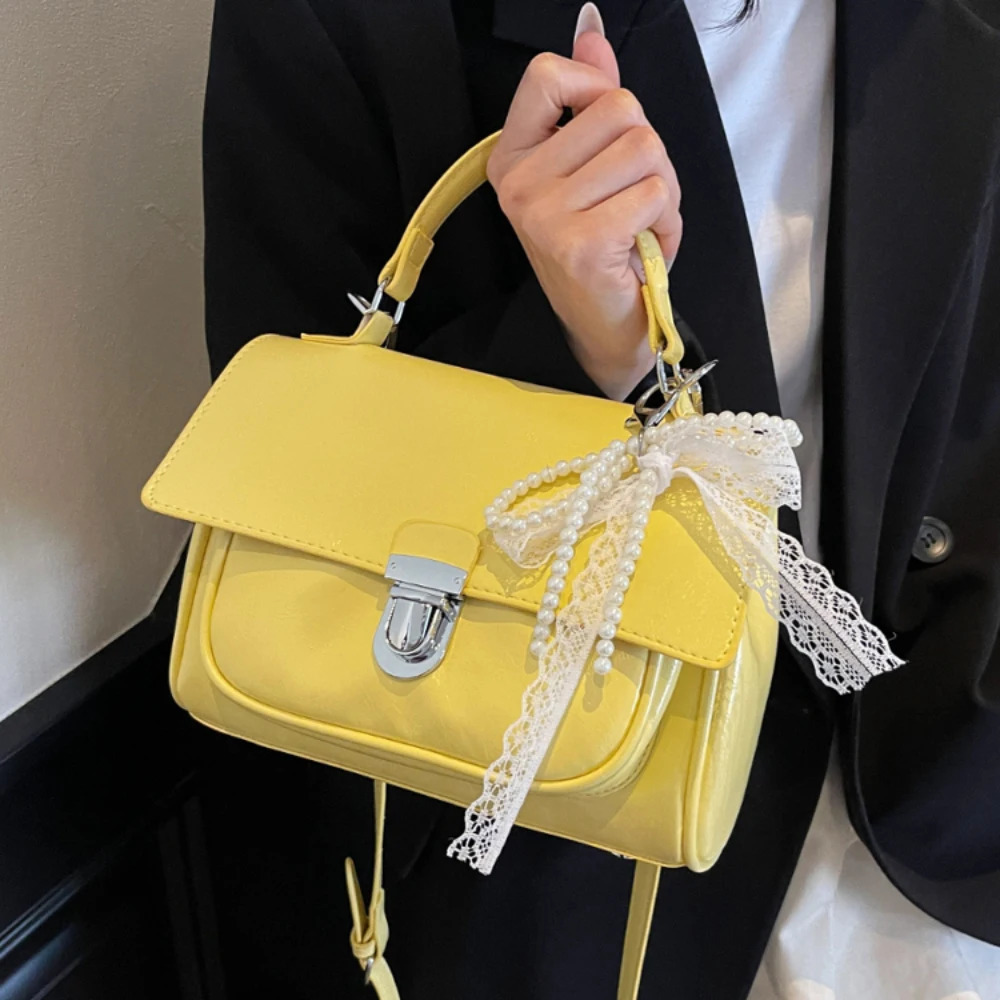 Glossy PU Buckle Crossbody Bag for Women Korean Simple Large Capacity Casual All-Match One Shoulder Bags Commute Handbags 250605