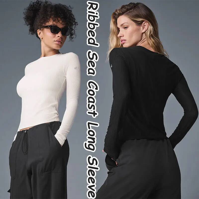 2025 new yoga thread slim long sleeve light and comfortable crew-neck top summer outdoor fiess elastic pullover