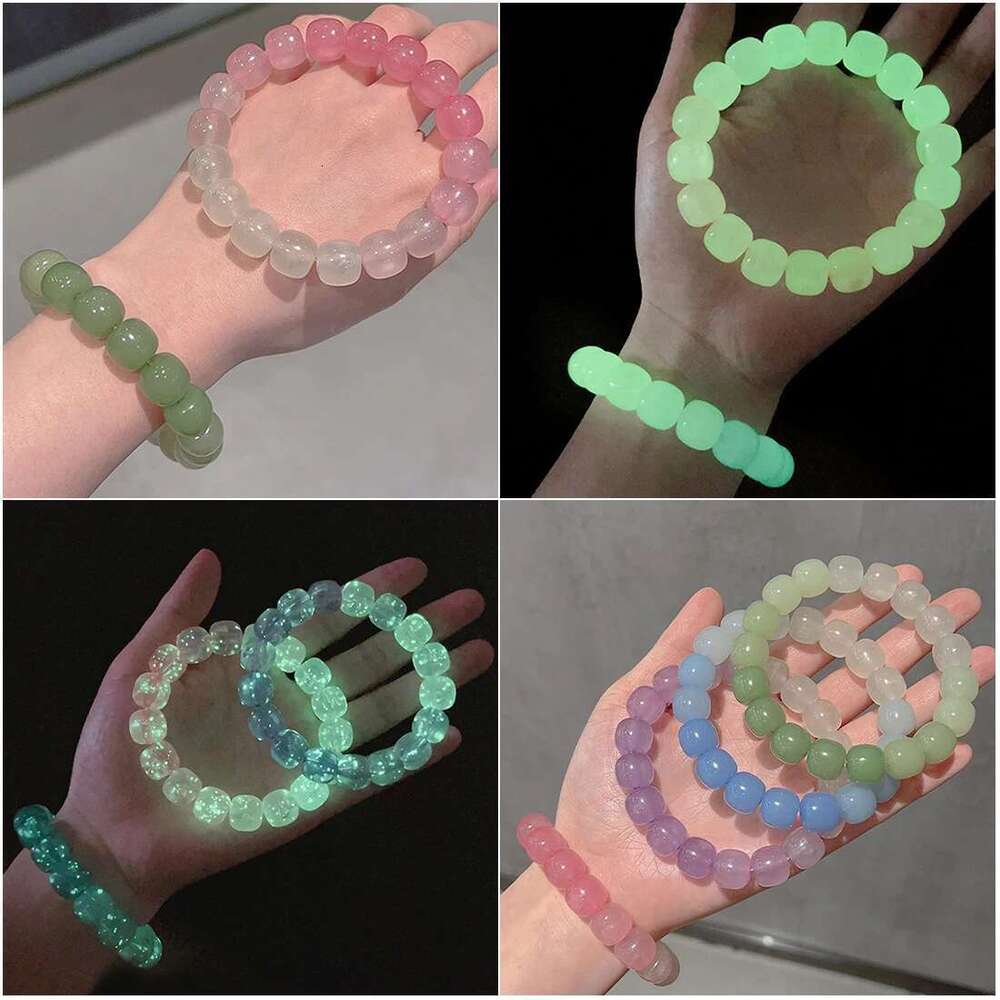 Luminous Bracelets For Women Men Fluorescent Natural Stone Bracelet Night Light Glowing Beads Bangle Fashion Jewelry Couple Gift