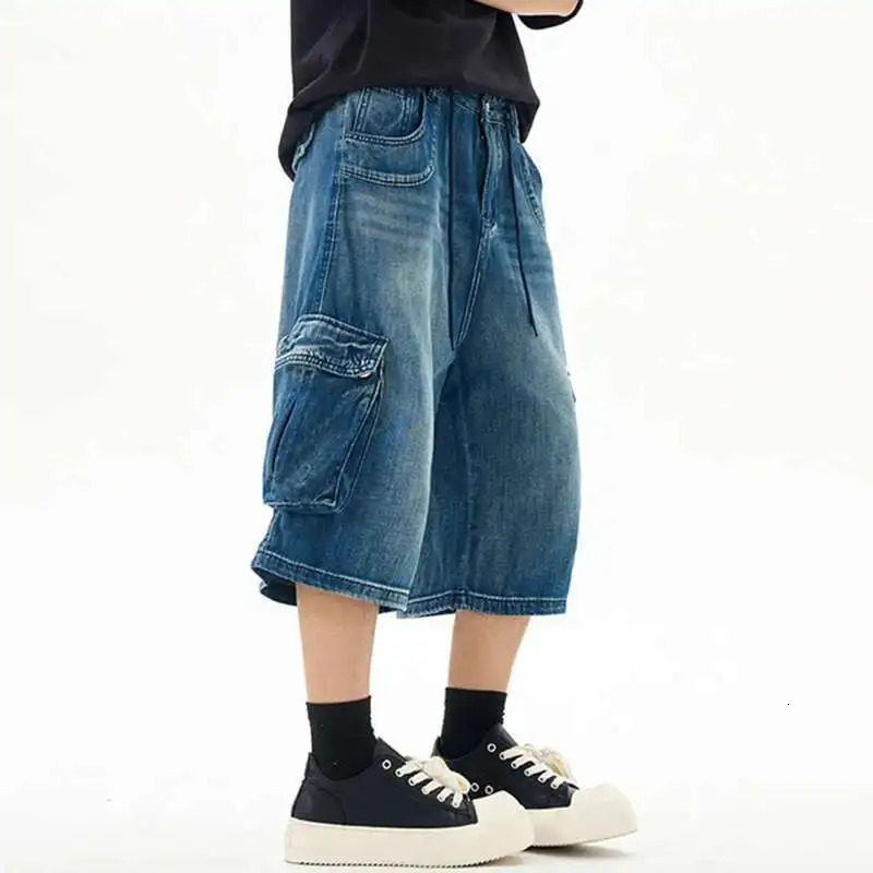 IEFB Denim Shorts Mens Summer Thin American Washed Loose Multi Pockets Men Streetwear Trend Short Jeans Stylish 9W1126 250530