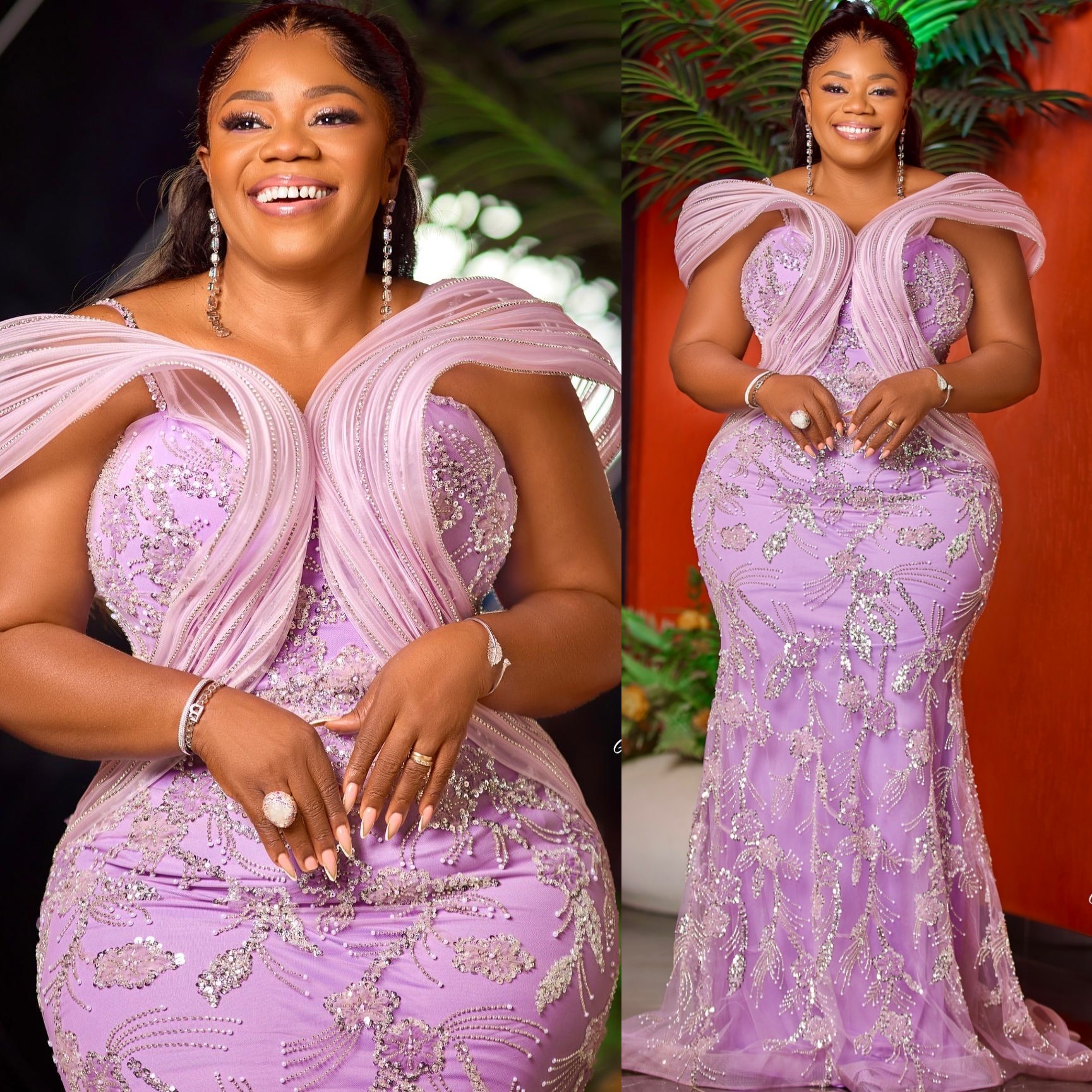 Mermaid Lilac Prom Dresses 2025 Floral Sequined Lace Beaded Stylish Evening Formal Party Second Birthday Engagement Gowns Plus Size Dress For Special 