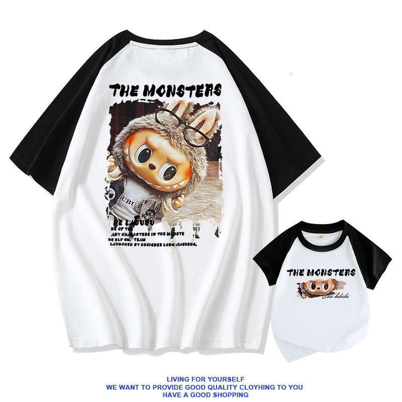 Labubu Cartoon Merchandise T-Shirt Short Sleeve Couple Unisex Pure Cotton Versatile Casual Top Cute Trendy 2025 New Style Labubu Fashion T-Shirt