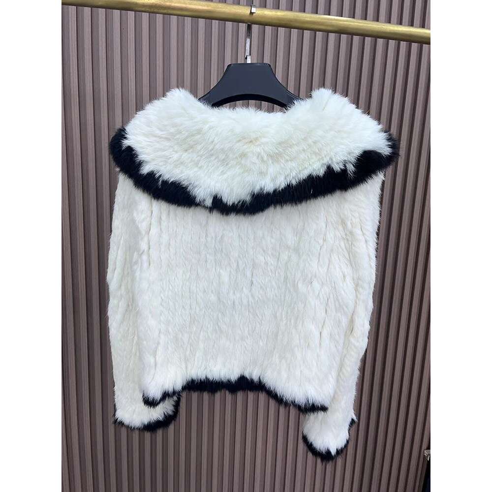 2024 New Natural Rabbit Coats Women's Real Fox Fur Knitted Jackets Woman Clothing