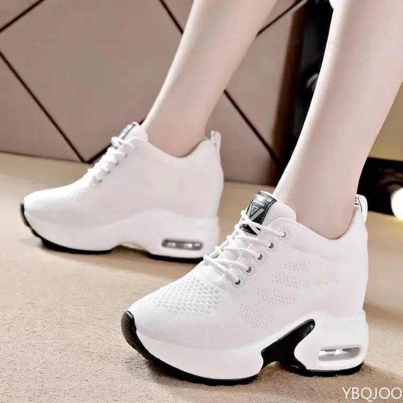 Ddmyoutdoor Mesh Breathable Casual Sneakers Women Spring Platform Heels Wedges Height Increasing Knitted Ladies Vulcanized Shoes Outdoor Shoes
