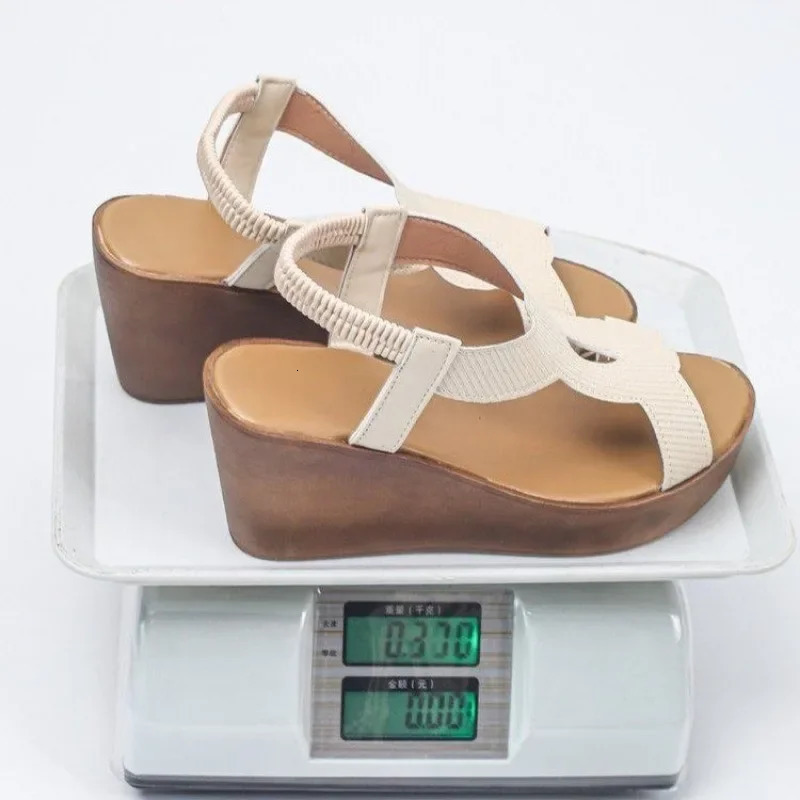 Wedge Sandals for Women Summer 2025 Comfortable Non Slip Beach Shoes Woman PU Leather Platform Roman Sandalias Mujer 250605