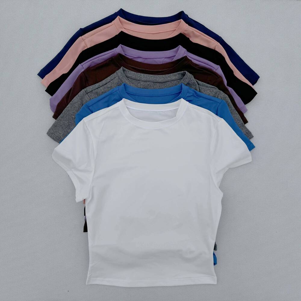 Women's Tight Fitting Sports Quick Drying Breathable Yoga T-shirt Running Exercise Fiess Short Sleeved