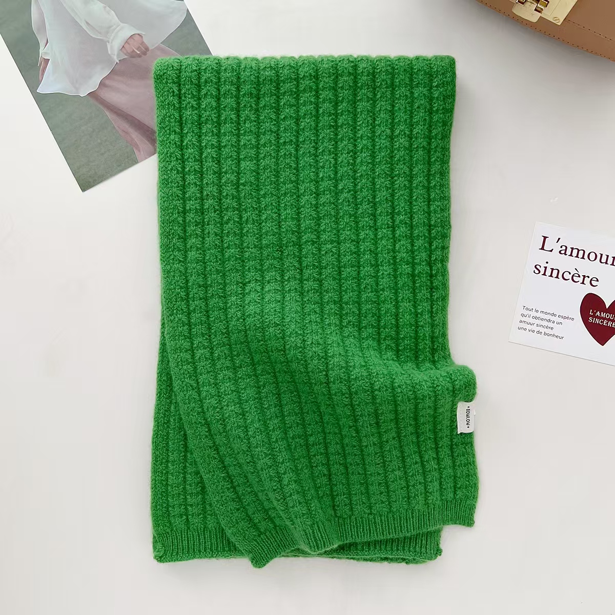 T894 new Japanese and Korean simple pure color series including wool knitted scarf men and women autumn and winter all-match atmosphere scarf