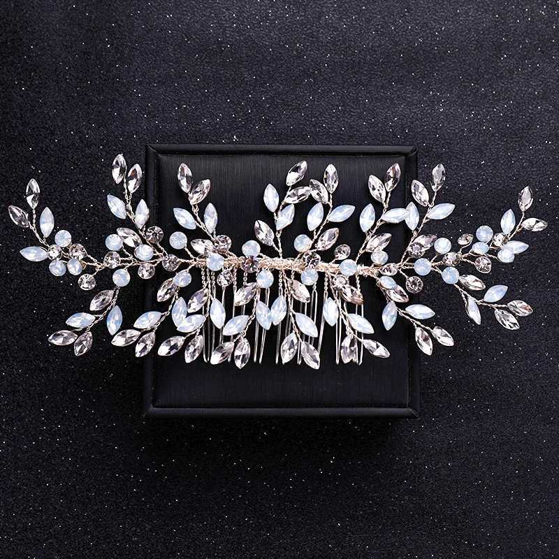 Silver Color Flower Pearl Crystal Wedding Hair Comb Hairpin Headband For Bride Women Wedding Hair Accessories Jewelry Tiara Gift Z250605