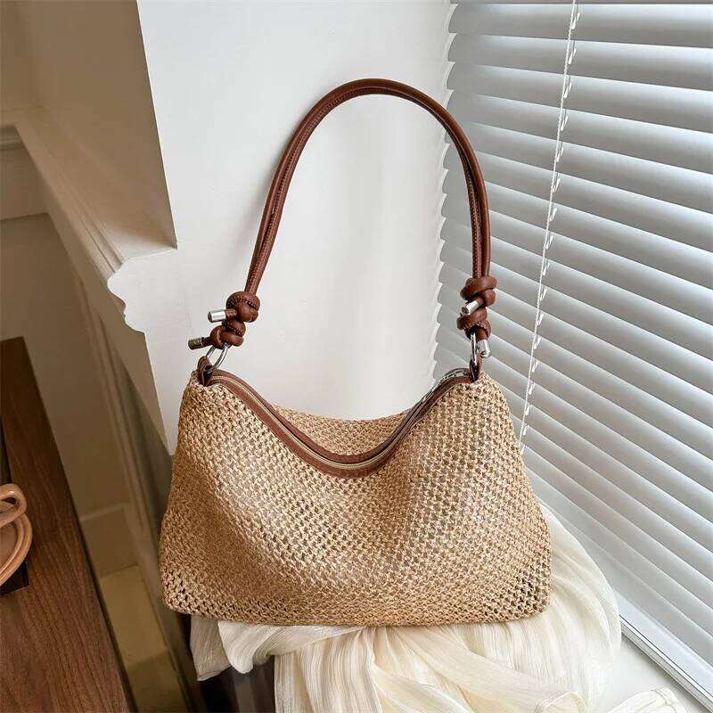 Woven Summer Beach Holiday Handbag Portable Tote Bag Fashion Casual Women Shoulder Bags Big Capacity