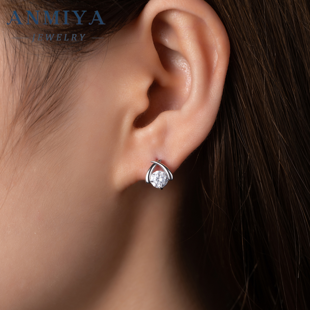 Sterling Silver Intersect Zc Stone Collarbone Diamond Necklace Shine Earrings Set 925 Silver for Women