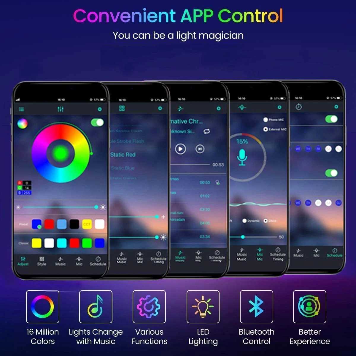 USB Led Lights for Room APP Control 5v Led Strip Lights 10m 20m 30m Flexible Ribbon Tape for Room Bedroom Decor TV Backlights Z250605