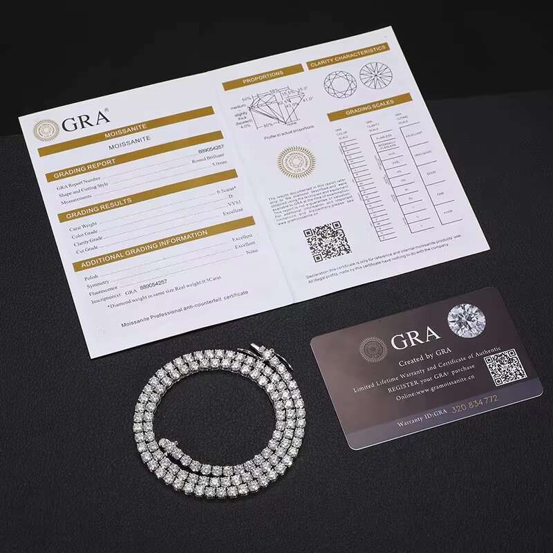 Vinson Moissanite Tennis Necklace 925 Sterling Silver Women Men For Hip Hop Jewelry Custom Tennis Chain Necklace