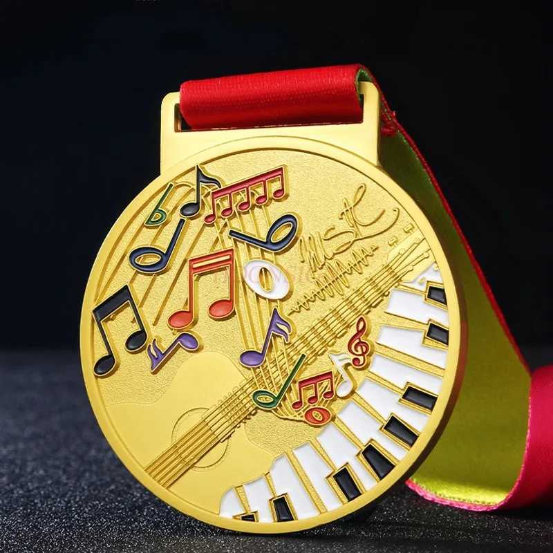 Metal Medal Trophy Grand Music Piano Violin Singing Childrens Competition Award Singing Medal T250606