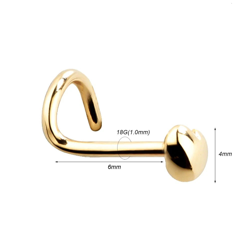 1Pc 18G 1.0*6mm3mm Rose Gold Color nose studs body earring India Style Nose Studs Ring Nose Ring Faux Piercing 250605