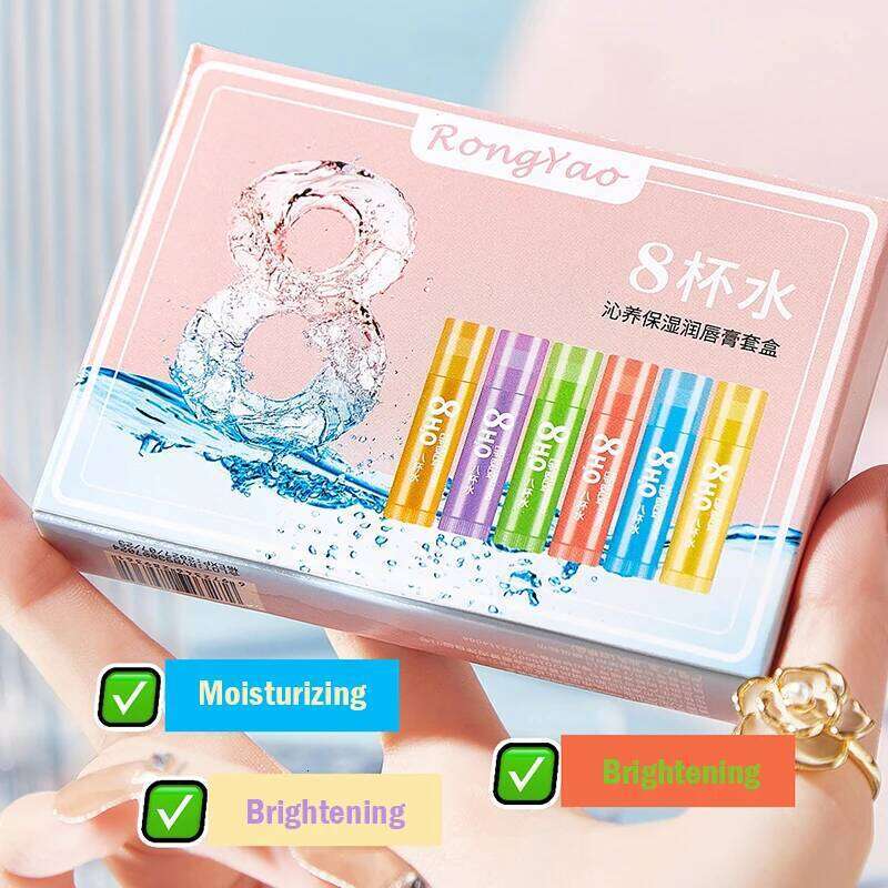6pcs/Set Fruits Lipstick Sets Moisturizing Lip Balm Kit Orange Grape Aloe Strawberry Brightening Hydrating Lips Skin Care free shipping