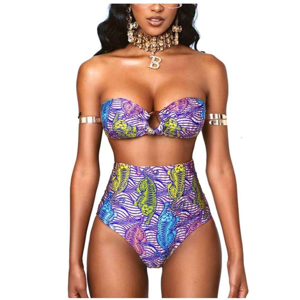 Factory New Design Colorful Print 2 Pieces Swimsuits Sexy Women Beach Bathing Suit