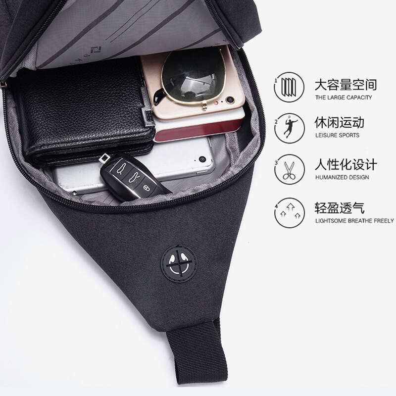 Men's Fashion Chest Trendy Crossbody Canvas Lightweight Casual Anti-Theft Small Backpack Shoulder Bag