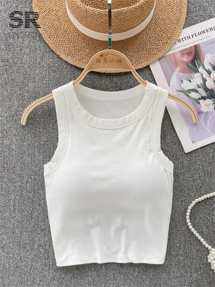 SINGREINY Sleeveless Knit Top Women Backless Korean Bra O Neck Solid Elastic Waist Ladies Elegant Fashion Casual Crop 250527